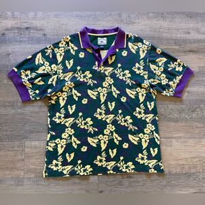 Vintage men’s size XL Cutter & Buck green and yellow Hawaiian print polo shirt
